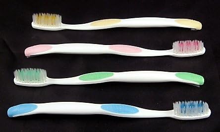 Value Pack of 144 Premium Ergonomic Soft Bristle Toothbrush - Full 7 ¼" Adult Length, Full Features, Comfort Handle, 4 Colors