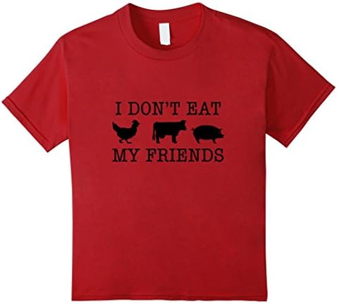 Kids I Don't Eat My Friends Vegetarian Vegan T-Shirt 10 Cranberry