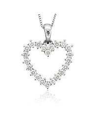 18K White Gold Heart Diamond Pendant Necklace (GH, SI2-I1, 0.50ct)