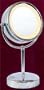Fluorescent Lighted Pedestal 10X to 1X Make-Up Mirror in Chrome