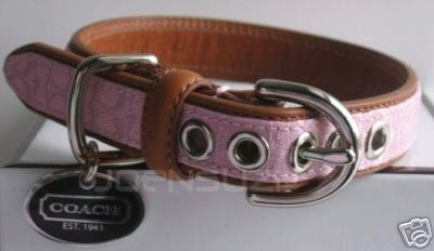 COACH SIGNATURE PINK BLUSH DOG COLLAR XL 4003