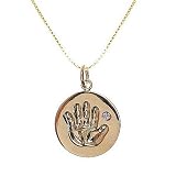 18kt Gold over Silver June Birthstone Light Amethyst Crystal Baby Handprint Pendant on Necklace