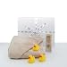 New Baby Gift Set with Cream Baby Hooded Towel, Rubber Ducks and Brush