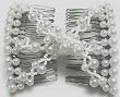 Hair Bling White Pearls Hugger Beaded Double Comb 31001