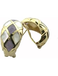 Lavender Jade and White Mother Of Pearl Diamond Back Earrings, 14k Gold