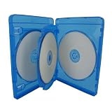 10 Empty 15mm Thick Quad Blue Replacement Boxes/cases for Blu-ray DVD Movies - Holds 4 Discs with Embossed Silver Logo