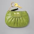 Coach Madison Leather Skinny Coin Case Bag Key Chain 41971 Grass