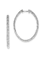 14k White Gold Diamond Hinged Hoop Earrings, Best Quality Free Gift Box Satisfaction Guaranteed