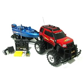 1:18 Land Rover Crazy Hauler Electric RTR Remote Control RC Truck With Boat And Trailer... from Electric Boats RTR