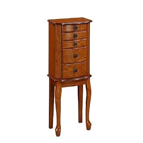 Dark Oak Jewelry Armoire with Charging Caddy by SmartBargains