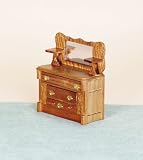 Dresser w/Mirror solid Oak Miniature Dollhouse Furniture