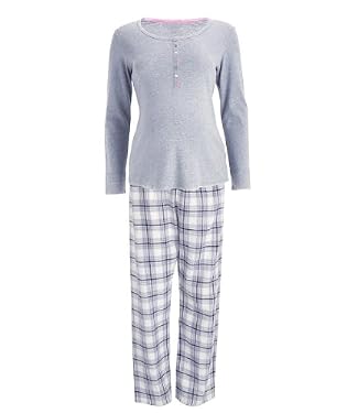 Maternity Check Pyjama Set - Grey/Pink
