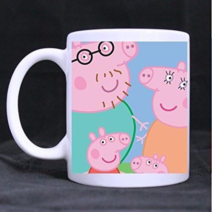 AOIKH Custom White Mugs 11 Oz Ceramic Coffee Cups Peppa Pig
