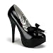 5 3/4 Inch Heel Sexy High Heel Black Oxford Shoe Concealed Platform Satin Bow