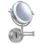 2 Sided Swivel 1x / 5x Deluxe Fluorescent Daylight Lighted Cosmetic Wall Mount Mirror with Glare-free Daylight Lighting, Satin Nickle