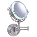 2 Sided Swivel 1x / 5x Deluxe Fluorescent Daylight Lighted Cosmetic Wall Mount Mirror with Glare-free Daylight Lighting, Satin Nickle