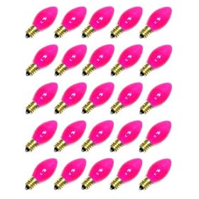 Lite Source 00050 C7 CC PINK 25PK C7 Christmas Light Replacement Bulb by Lite Source