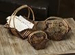 Handcrafted Wicker and Twig Star Baskets with Handles, Set of 3