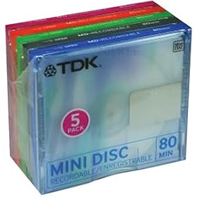 TDK MD-SG80MC5BH 80-Minute Audio Multi-Color MiniDisc (5pk) by TDK