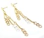 Beautiful 24k Yellow, Rose & White Gold Layered GL LONG Triple Hearts Drop Dangle Earrings Post/Stud Backings - Lifetime Warranty! Comes Gift Boxed (le123)