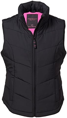 Aeropostale Women's Solid Chevron Quilted Vest S Black
