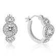 14k White Gold Rhodium Plated CZ Hoop Earrings
