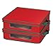 Household Essentials Holiday Charger Plate Storage Box, Holds 12 Charger Plates with Felt Protectors, Red Canvas with Green Trim