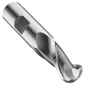 Niagara Cutter SB207 High-Speed Steel End Mill, General Purpose, Regular Length, Uncoated (Bright), 2 Flutes, Ball End, 3/4" Cutting Length, 3/8" Cutting Diameter