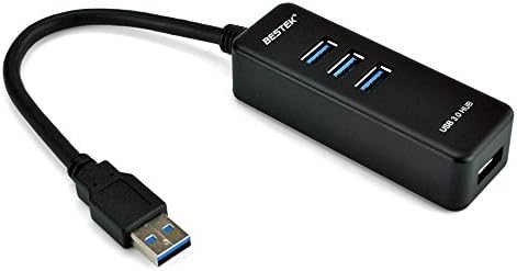 BESTEK® Ultra Mini 4-Port USB 3.0 Hub with Power Switch for Mac/Windows/Linux System Laptops, Tablets PC, Compatible with USB 3.0/2.0/1.1 Devices for Data Sync