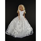 Beautiful White Wedding Gown with Veil and Gloves Made to Fit the Barbie Doll by Olivia's Doll Closet