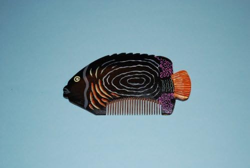 Fish Wood Comb, Multi Color Master Hand Craft, Hand Painted Boxwood Hair Comb, or Home Decoration , Artist Collection