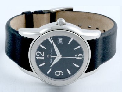 Maurice Lacroix Gents Genuine Black Leather Strap Calendar Watch