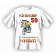 Zum 50. Geburtstag lustiges Spr�che Tshirt Ich bin �ber 50! Bitte helfen Sie mir aufs Fahrrad! Fb wei� Mit Absperrband :) XL