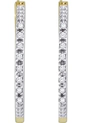 10KT Yellow Gold 0.25 CTW Round Diamond Ladies Fashion Hoops