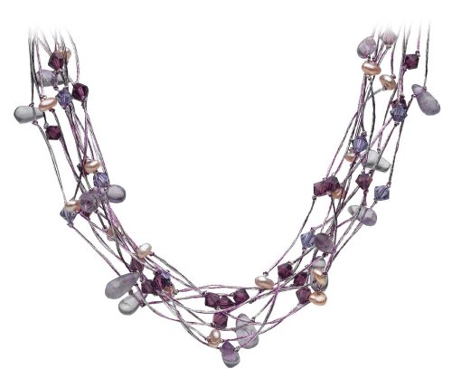 Dew 90GEAM Amethyst, Lavender, Pearl and Swarovski Crystal Necklace