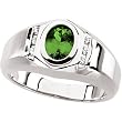 14K White Gold Man's Emerald and Diamond Ring