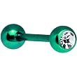 14 Gauge Gem Green Anodized Titanium Barbell Tongue Ring