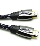 10 M CABLE HDMI V1.4a (Noir) 15,2 Gbps , Blindé, Tressé , Tête Métal, Support résolution « Très Haute Définition » 4K x 2K , Audio Return Channel (ARC), signal Video Haute performance 1080p avec Ethernet et 3D, Rétro-compatible avec appareils sous versions précédentes. 1.4, 1.3c, 1.3b,1.3,