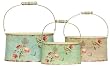 Finch Decoupage Tin Window Pail Set of 3 - Large = 10 1/2"x5"x5 1/2"H