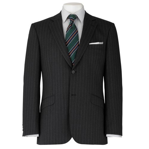 Savile Row Mens Charcoal Grey Chalk Stripe 2 