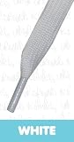 Flat Coloured Skate Shoelaces - WHITE 11mm x 120cm