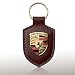 Porsche Crest Brown Leather Key Chain