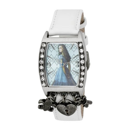Alice in Wonderland Women's AL1007 Alice Blue Dial White Strap Charm Watch