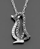 14k White Gold Black & White Diamond Penguin Pendant (1/6 ct. t.w.)