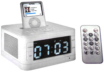 Portable Speaker With Alarm Clock and FM Radio For iPod, iPhone
