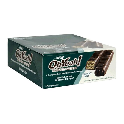 ISS Oh Yeah! Protein Wafer Bar, Chocolate Mint, 1.34-Ounce Bars in 9-Count Boxes by Chocolate Mint Cookies