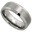 Tungsten Carbide 8 mm (5/16) Comfort Fit Flat Band, w/ Brushed Center & Beveled Edge