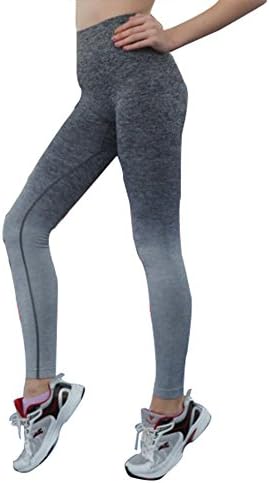 Stretch Moisture Whicking Women's Ombre Yoga Pants Running Workout Leggings Color Grey Size XL