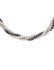 14k Yellow Gold 18in 6-6.5mm White/Black/Purple Freshwater Cult. Pearl Necklace