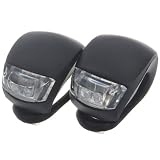 2-led 3-mode White + Red Light Fog Bicycle Lights - Black